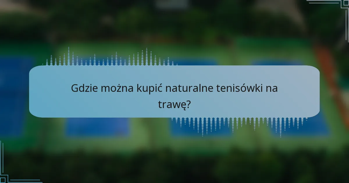 Gdzie można kupić naturalne tenisówki na trawę?