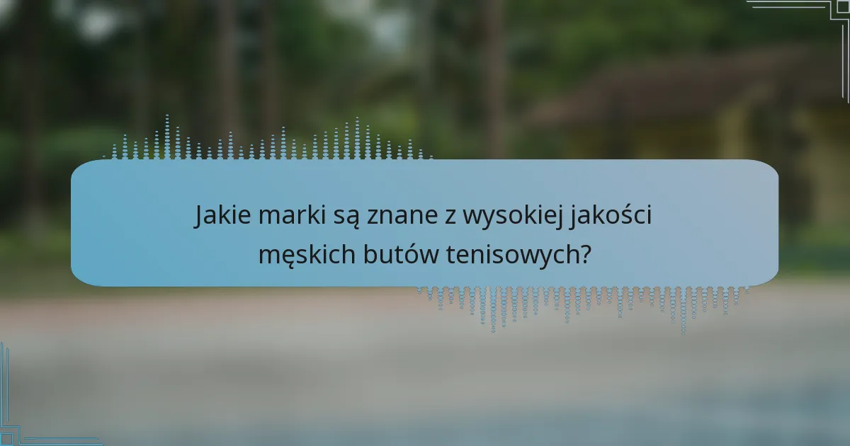 Jakie marki są znane z wysokiej jakości męskich butów tenisowych?
